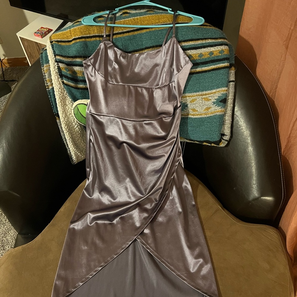 Elegant Satin Purple Dress